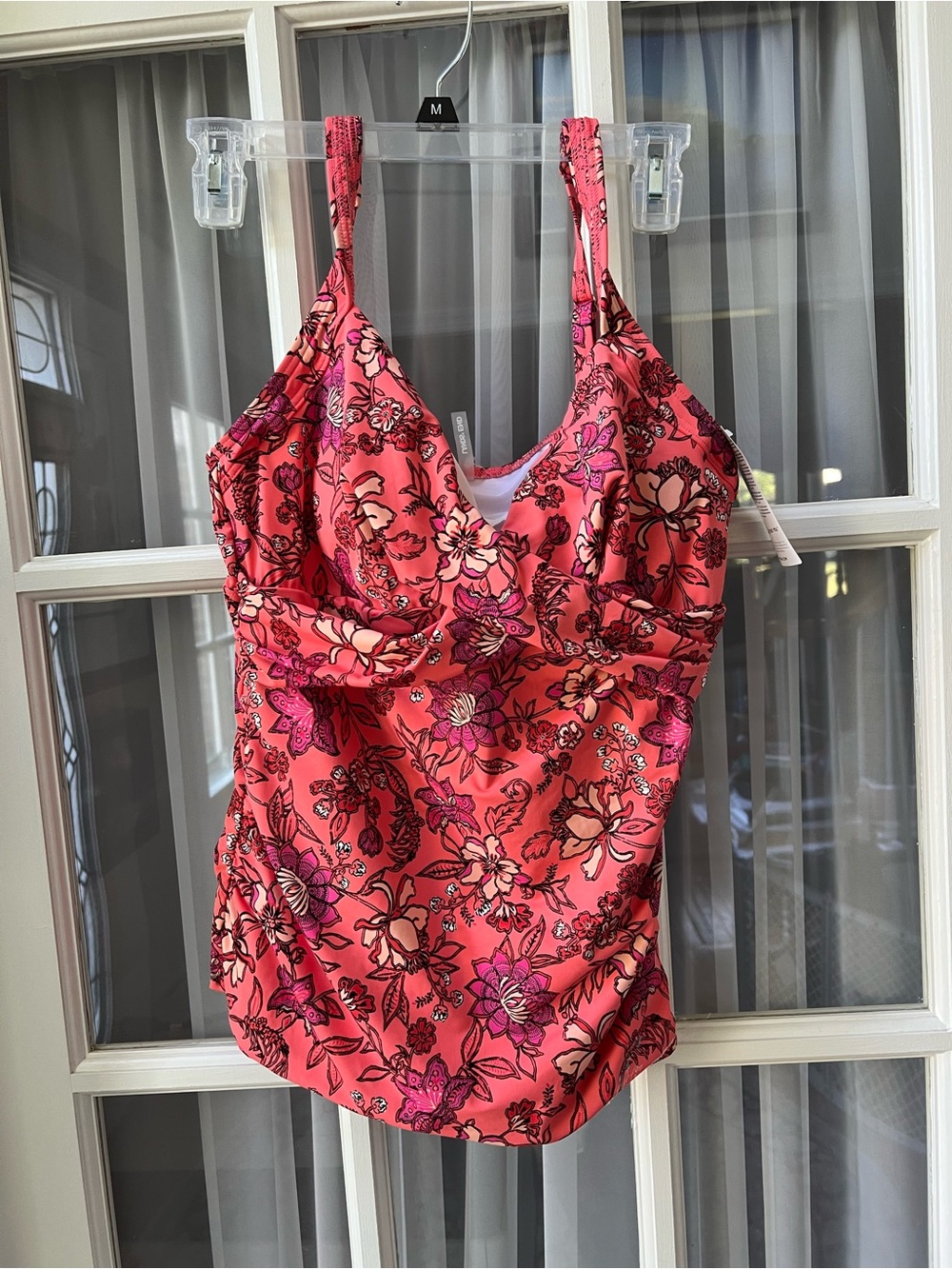 Lands' End Sweetheart Style Coral Pink Floral tankini top
